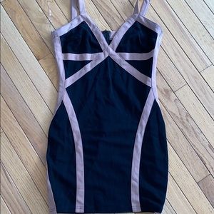 Black and Tan, Fitted Cocktail Dress